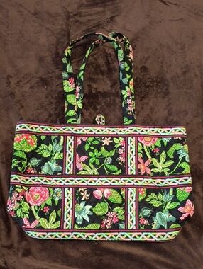 Vera Bradley Floral Quilted Tote Bag - Black & Multicolor